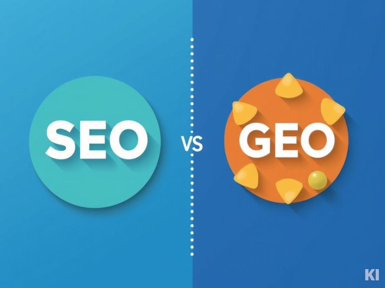 SEO vs. GEO: Grafische Darstellung, KI-generiert